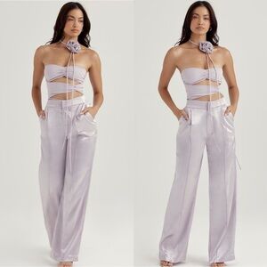 House of CB Lavender Satin Trousers